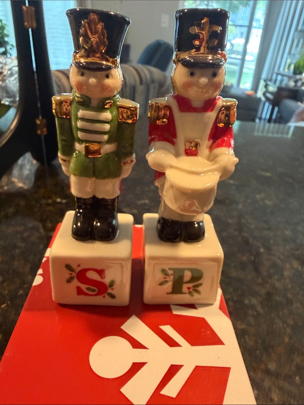 Lenox Green and Red Nutcracker Salt and Pepper Shakers